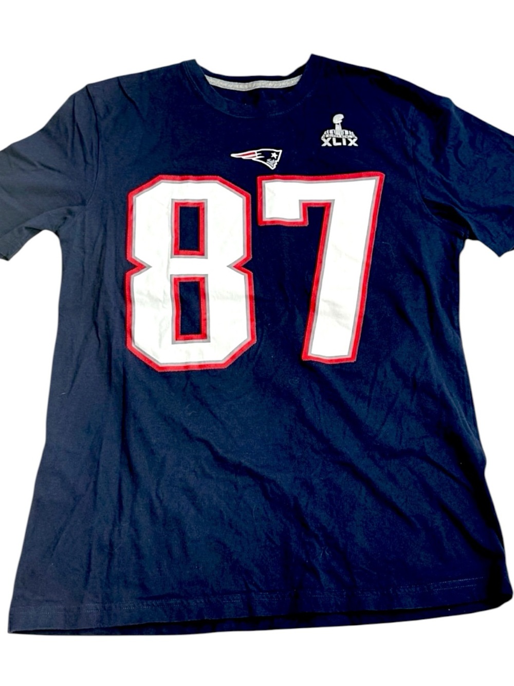 Rob Gronkowski 87 Patriots Nike Mens L Super Bowl XLIX NFL Graphic T Shirt